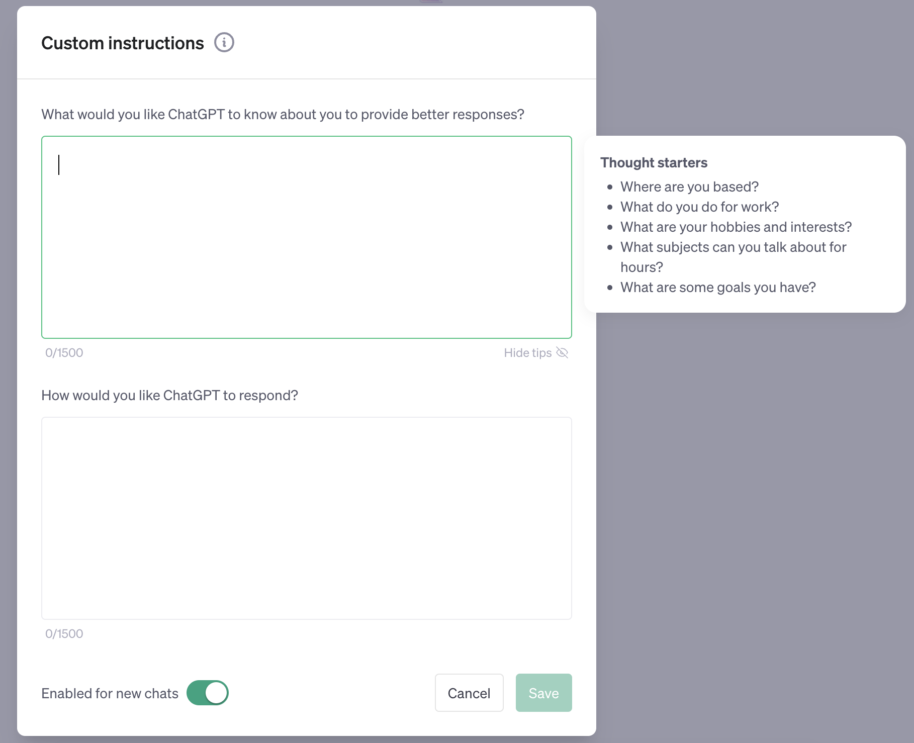 ChatGPT Settings Menu