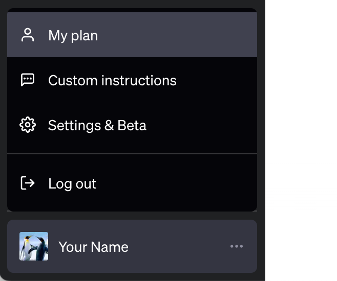ChatGPT Plan Menu
